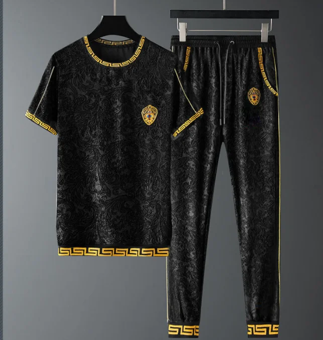 

Summer new sports casual suit large size men's two-piece short sleeve top trousers