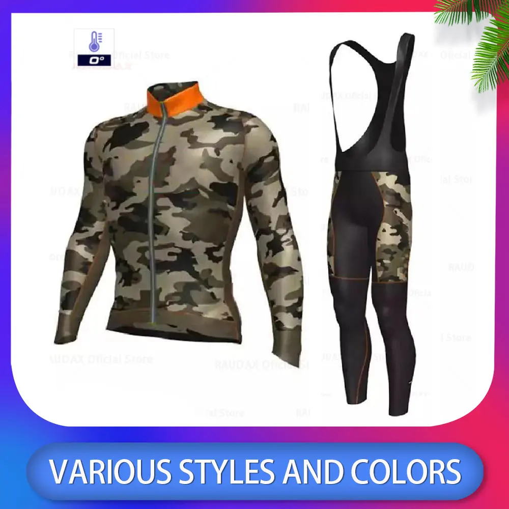 

2020 New Winter Thermal Cycling Clothes RAUDAX Camouflage Men's Jersey Suit Outdoor Riding Bike MTB Clothing Bib Pants Set