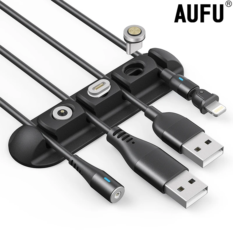 Органайзер для кабелей настольный силиконовый Магнитный чехол с зажимами