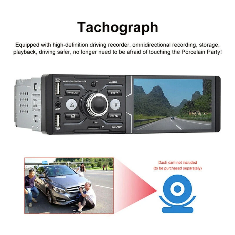 

4.1 Inch HD Car Bluetooth Press MP5 Player Smart Voice Multi-Language FM AM USB