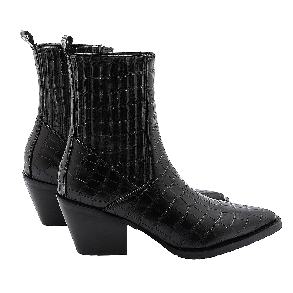 Autumn Winter Western Cowgirl Boots Woman Square Heel Short Cossacks Women Booties Cowboy Botas High Heels botines Shoes