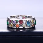 Изысканное модное женское кольцо из сплава с цветным ажурным цирконием в стиле ретро с геометрическим узором повседневное элегантное кольцо для вечеринки