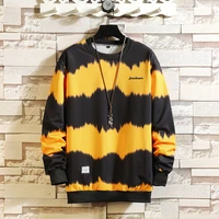 new trend in 2021 double color tie dyeing large size relaxed casual handsome mens sweater