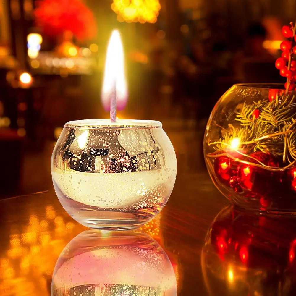 12 шт подсвечник Стекло золотого и серебряного цвета пятно лампы в форме свечи