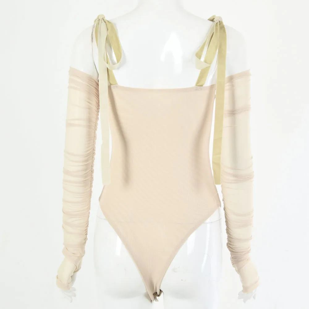 

hirigin Sexy Womens Slim Bodysuit Long Sleeve Solid Color Bandage Jumpsuit One-piece for Swim Pub