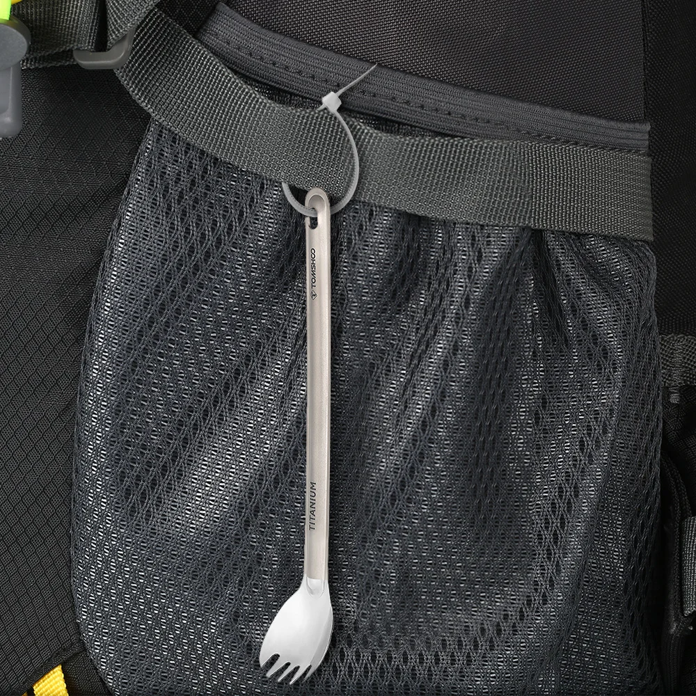 Горячая новинка титановая Спортивная ложка с длинной ручкой для кемпинга вилка