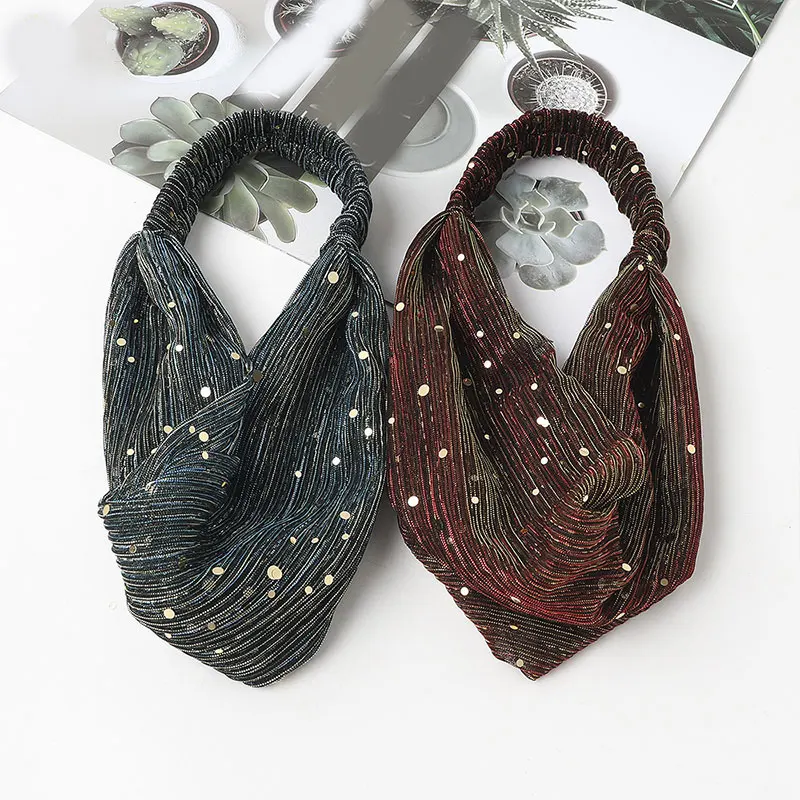 

1PC Wide Lace Stretch Headbands Women Headwrap Turban Shinny Sequins Elastic Hairbands Bandage Wide Headbands Hair Accessories