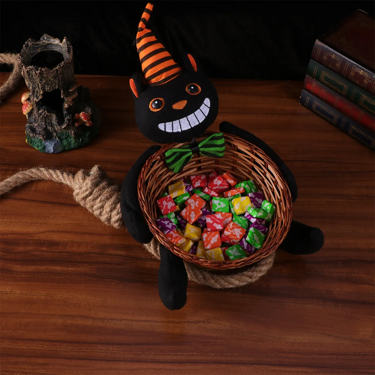 2020 корзина для хранения на Хэллоуин Бамбуковая Милая Черная кошка с шляпой