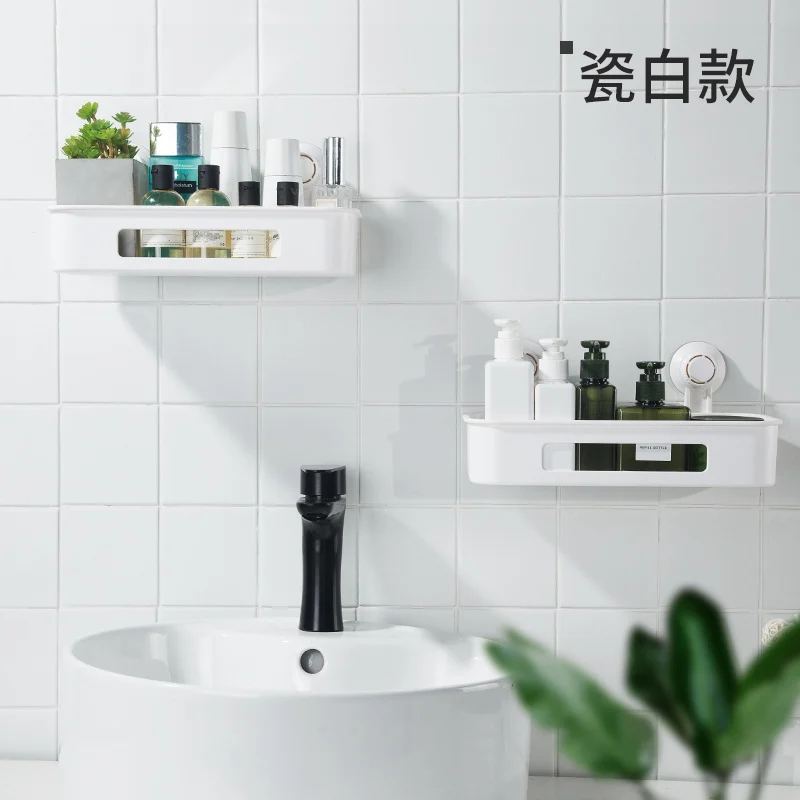 Suction cup KLX High quality bathroom Vacuum Strong Suction cup shelf Kitchen Punch free No trace Spice rack home Storage makeup organizer - Цвет: Suction cup