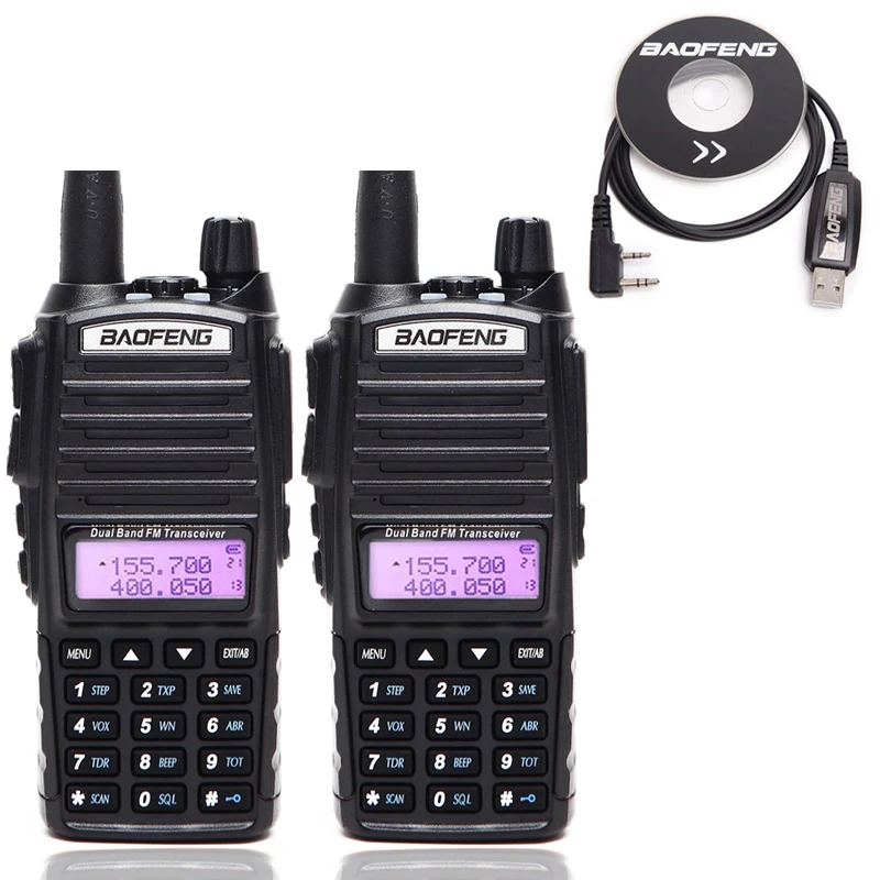 add program cable 2 шт. BaoFeng UV-82 5 Вт Двухдиапазонная рация VHF/UHF двухстороннее радио двойной PTT портативное радио Любительское радио BAOFENG UV82+ гарнитура - Цвет: add program cable
