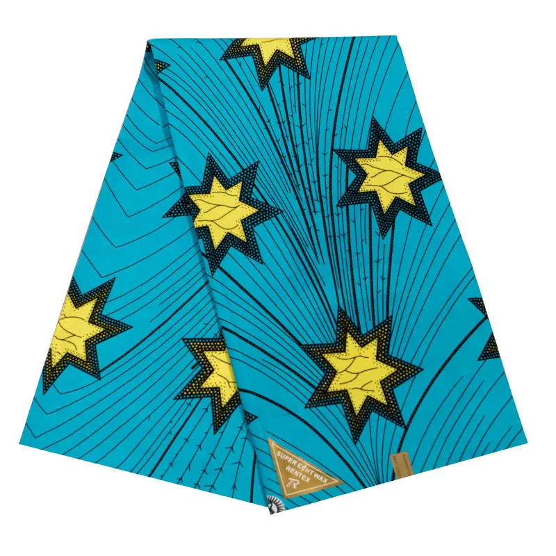 Синие звезды 100% полиэстер 6 ярдов оптовая продажа африканская анкарская восковая