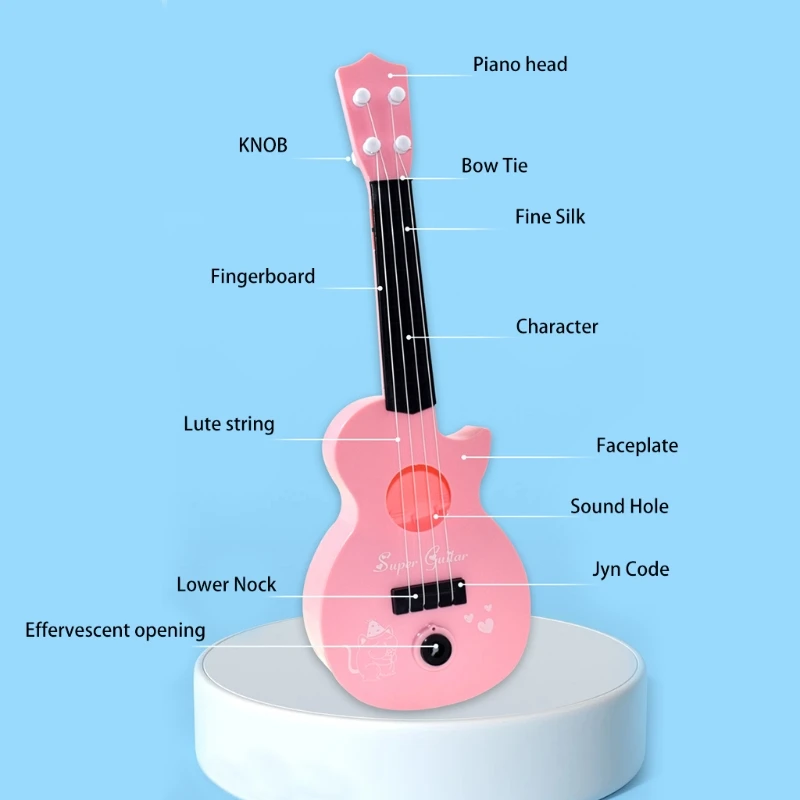 

New Colorful Bubble Machine Creative Ukulele for Children Free Bubble Liquid and Lanyard Simulation Can Be Played