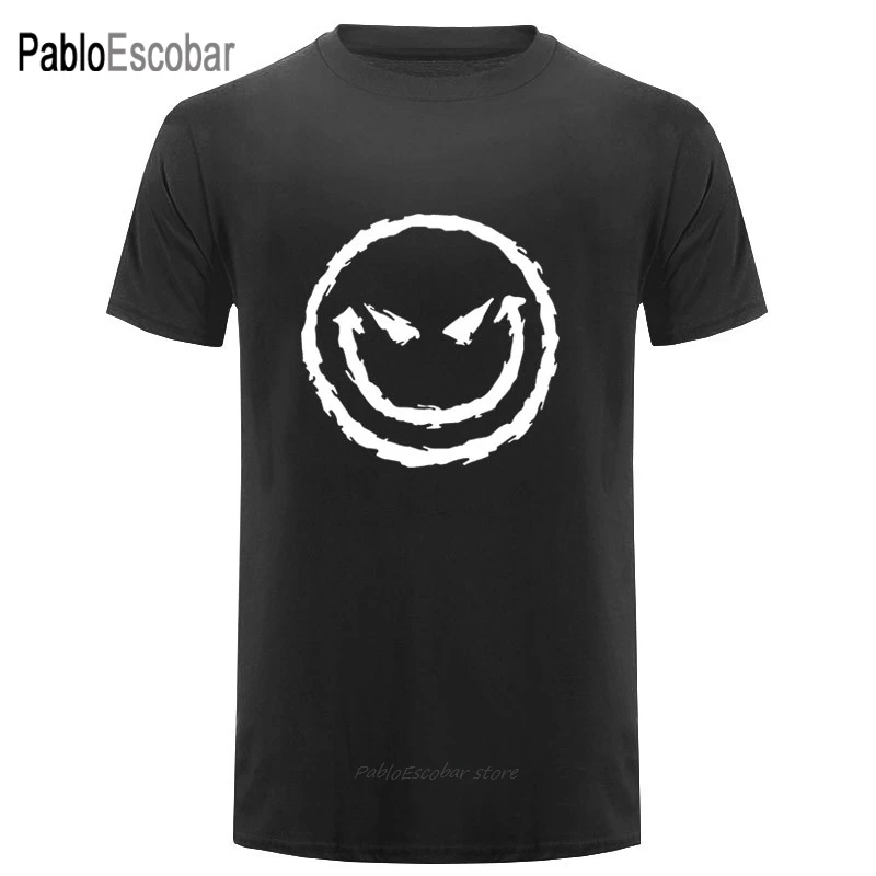 Мужская футболка со смайликом Evil забавная крутая с принтом мужская новая