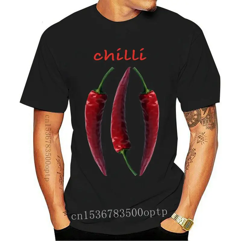 

Chilli Cotton Fabric T-Shirt for Men Short Sleeve Normal Tees Brand New Lovers Day O Neck Tee-Shirt Customized