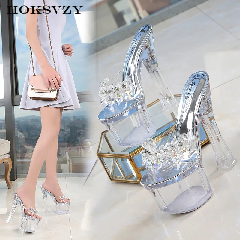 

HOKSZVY/10367 г., серия 20 см, каблук 8,5 см, Высота платформы сантиметров, женские летние Нескользящие сандалии со стразами, вечерние LFD
