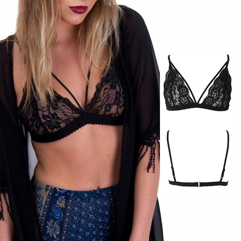 Woman Deep V Neck Sleeveless Lingerie Strappy Unpadded Bra Bralette Bustier X3UE