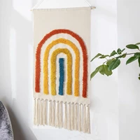 rainbow tassel bohemia tapestry hand woven cotton linen hanging cloth bedroom background cloth wall cover home decor tapestries