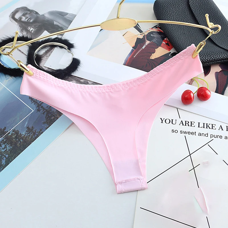 Шелковые сексуальные женские стринги бесшовные трусики женское нижнее белье