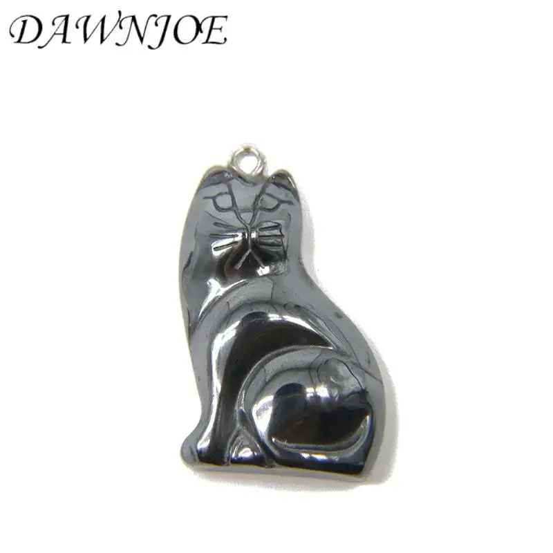 Подвеска в виде кошки из гематита 30 х20 мм | Украшения и аксессуары