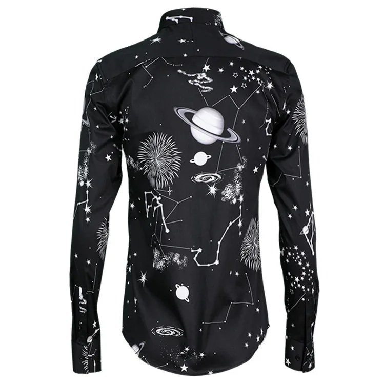 Черная рубашка с принтом модное классическое платье созвездия повседневные
