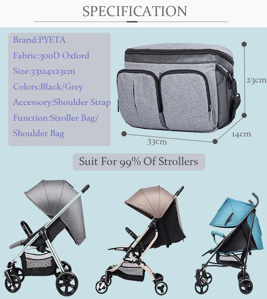 

Universal Buggy Baby Pram Organizer Bottle Holder Multipurpose Baby Stroller Accessory Stroller Caddy Storage Bag Mummy Bag