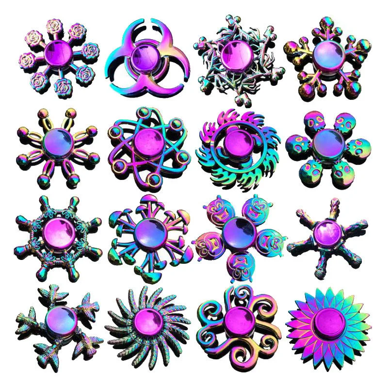 

Hand Fingertip Gyro Colorful Spinner Fidget Toys Zinc Alloy Metal Inter-Finger Spiral Spinner Metal Bearing Relieves Stress Toys