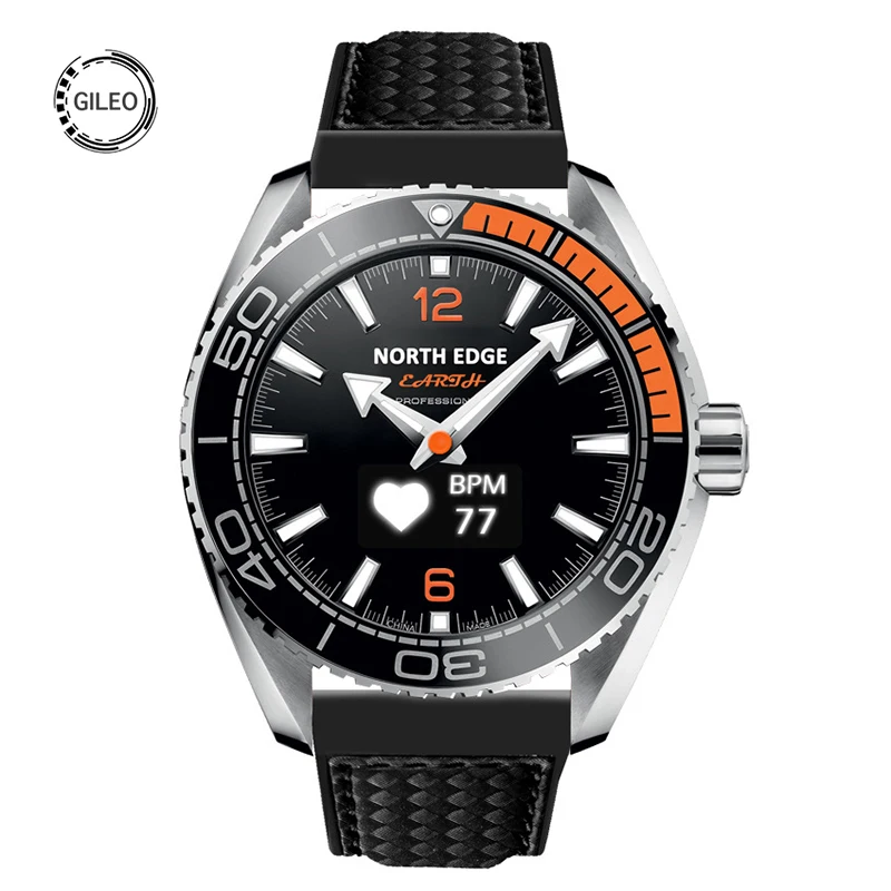 GILEO Смарт часы мужские бизнес Северный край водонепроницаемые нержавеющая сталь