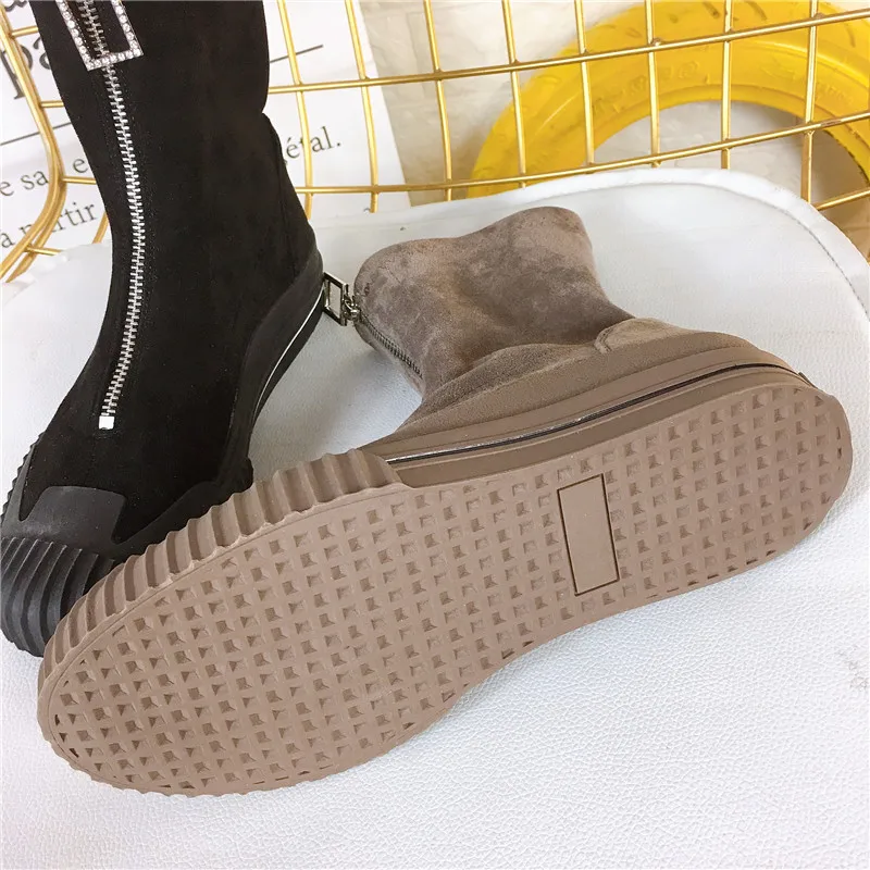 2019 Women Autumn Ankle Short Boots Cow Suede Motorcycle Female Rhinestone Zipper Fashion Martin Candy Colors Booties | Обувь
