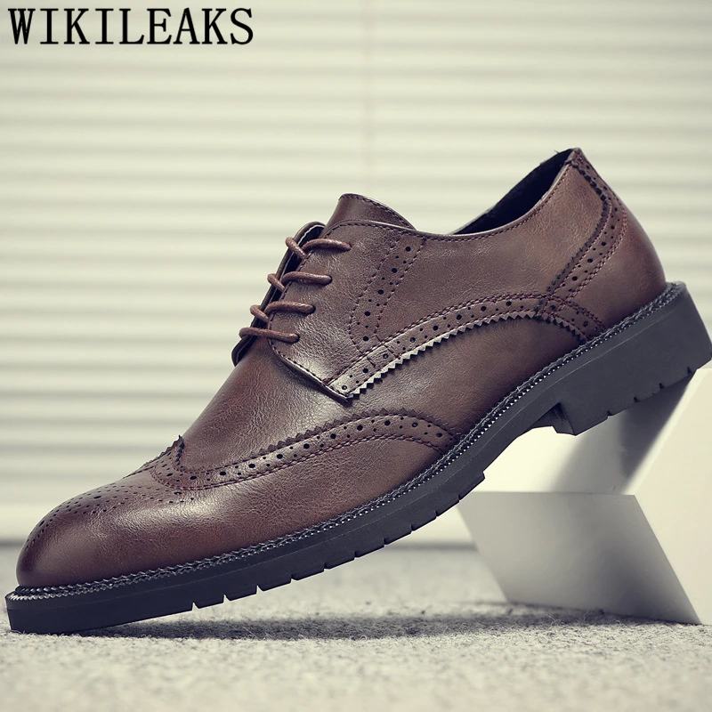 Броги мужские оксфорды Мужская официальная обувь итальянские ботинки chaussures hommes