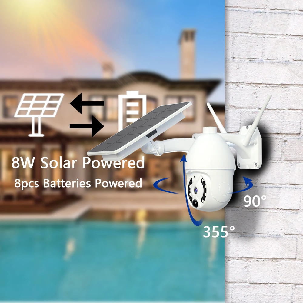 Камера видеонаблюдения с солнечной батареей 3G 4G SIM-карта Wi-Fi 2 МП PTZ IP66 |