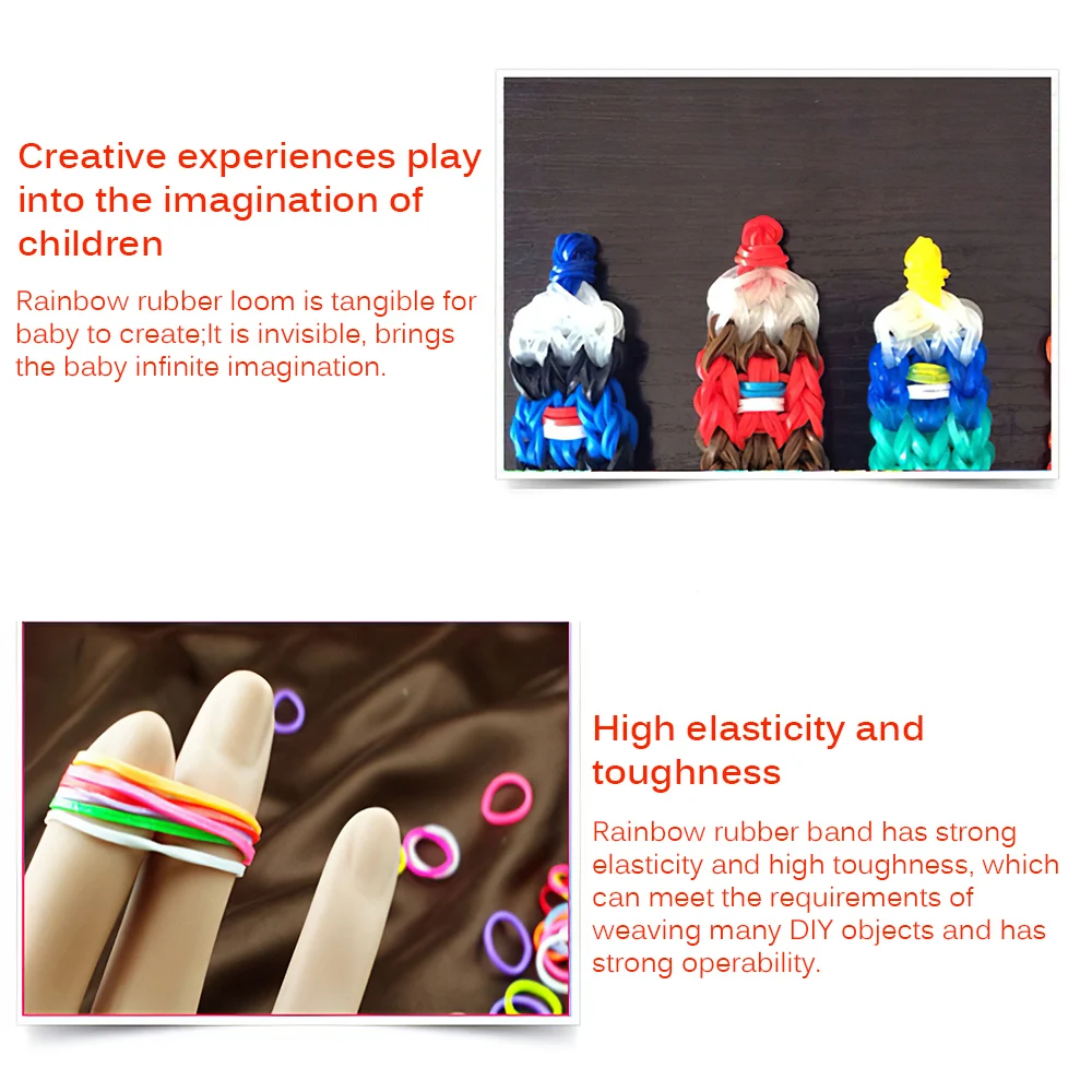 

Montessori Toys Rainbow Hand Weaver DIY Refill Rubber Kit Colorful Loom Band Set Crafting Kit For Children