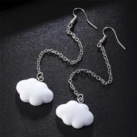lovely white cloud earrings women cloud long chain earrings baroque style simple girl ear hook holiday party jewelry gifts