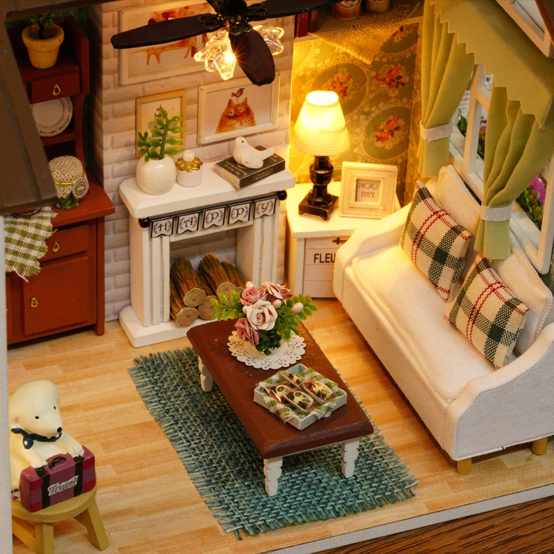 

Doll House Furnitures Kits Miniature Model DIY Dollhouse With Wooden House Toys For Children Birthday Gift