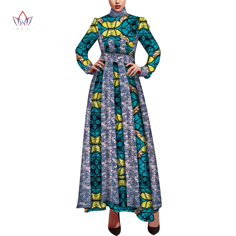 new Danshiki Africa Dress for Women Bazin Riche Sexy Wedding Party long sleeve long Dress Traditional African Clothing WY5677