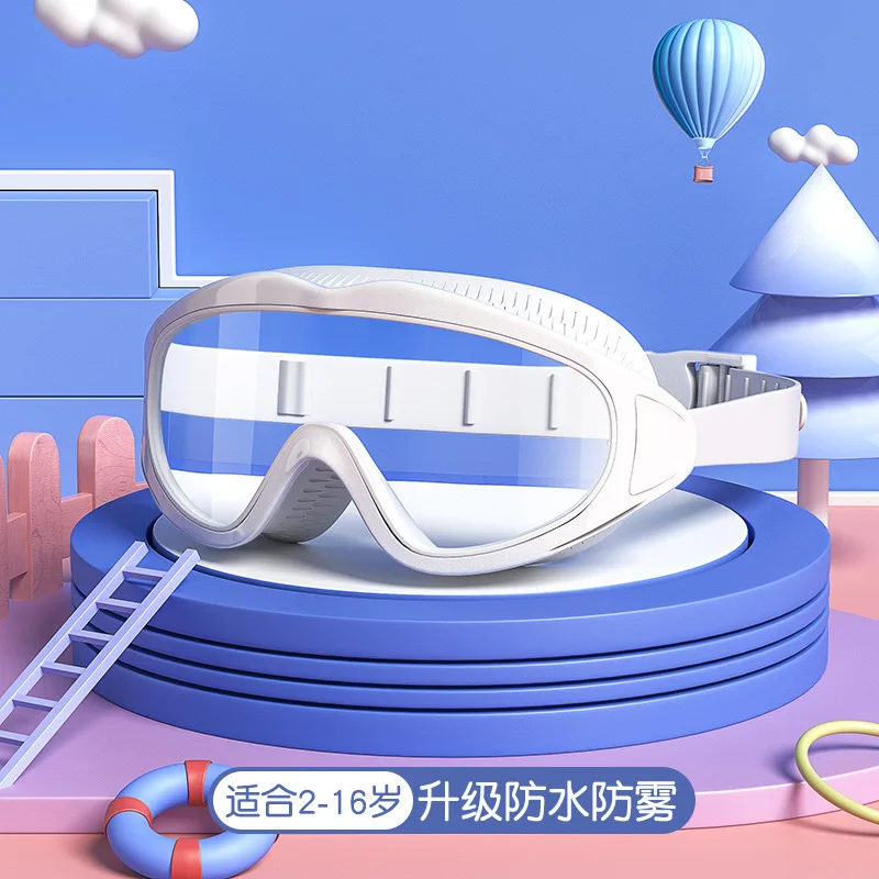 Разноцветные детские очки для плавания с большой оправой незапотевающие и