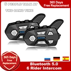 Шлемные гарнитуры WAYXIN R9, 2 шт., Bluetooth 5,0, мотоциклетный Интерком, 6, синхронизация, Bluetooth, Интерком, FM радио, 1500 м