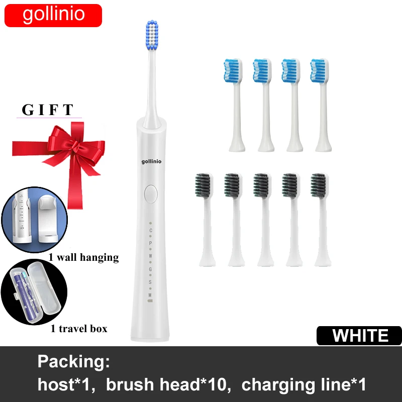 

Электрическая зубная щетка gollinio, быстрая зарядка через usb, Высококачественная Электронная зубная щетка, Сменная головка щетки, распродажа, ...