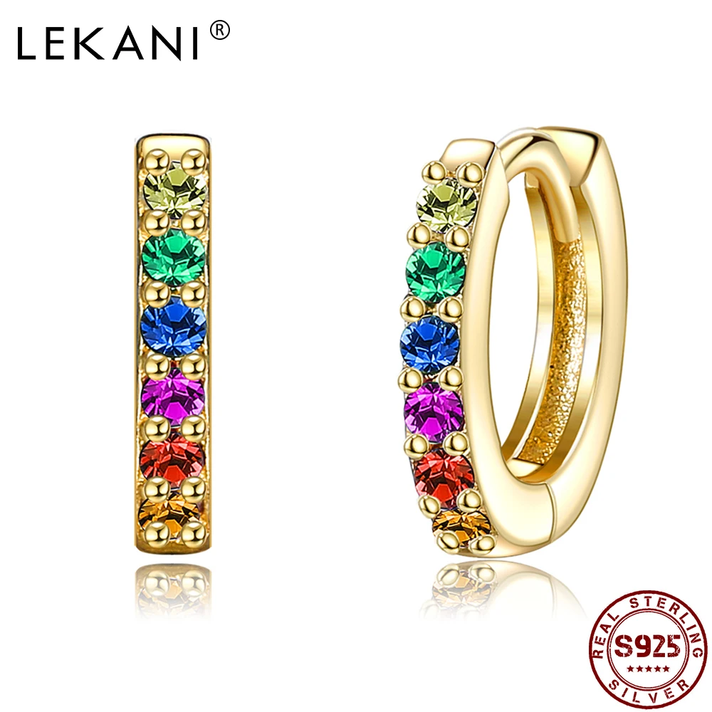 

LEKANI Gold Color Hoop Earring Fashion Accessories Ethnic Style Exquiste Cubic Zircon Earrings For Women Engagement Fine Jewelry