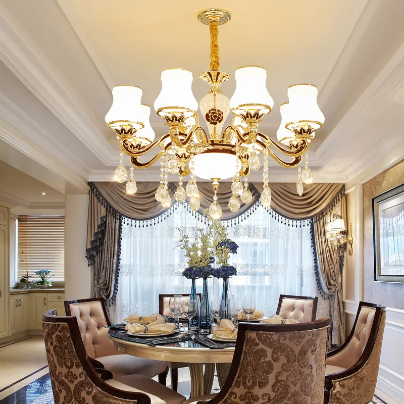 

The new European style 12-18 LED crystal chandelier, the villa lobby exhibition duplex building lamps, simple and modern