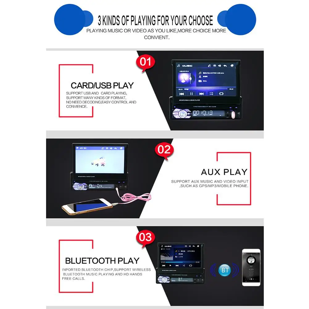 7 дюймовый автомобильный mp5 плеер стерео RDS AM FM радио GPS навигация выдвижной 1 DIN