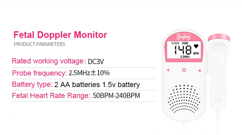 

Doppler Fetal Baby Heart Rate Monitor for Fetus Pregnant Women Home Sonar Doppler Pregnant Fetal Doppler Detector No Radiation