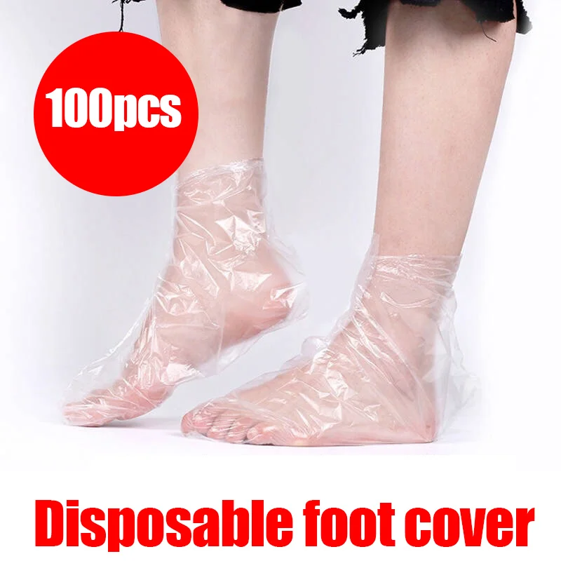 100pcs PE Plastic Transprent Disposable Foot Bags Detox SPA Covers Pedicure Prevent Infection Remove Chapped Care Tools | Красота и