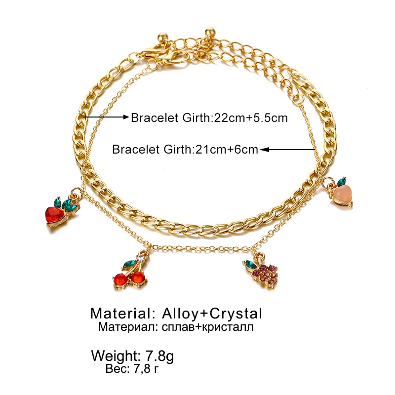 Ножной браслет женский анклет на толстой цепочке с кристаллами под золото в