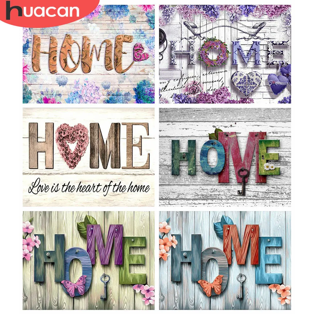 

HUACAN 5D DIY Diamond Painting Sweet Home Wall Art Decor Full Square Diamond Embroidery Sale Text Handmade Gift