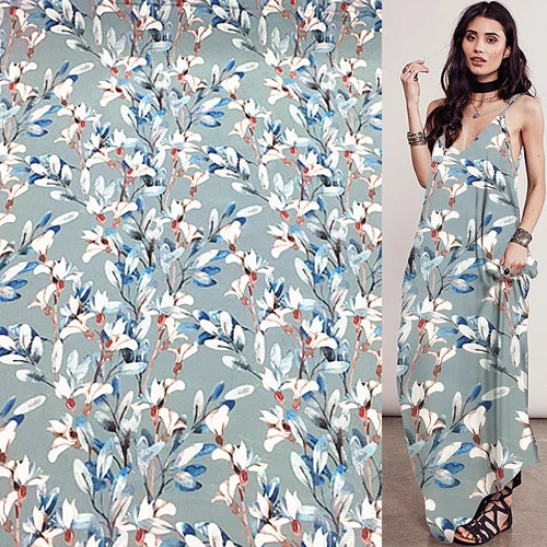 Великолепный цветочный дизайн 100% шелк крепдешин шелковая ткань принт SCDC911|Ткань|