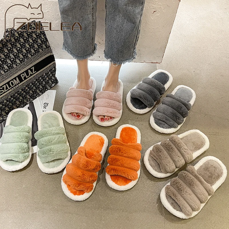 

Maggie's Walker Spring Plush Slippers Women's Winter Home Furry Ears Indoor Slippers Sapato Feminino Shoes Woman Furry Slides