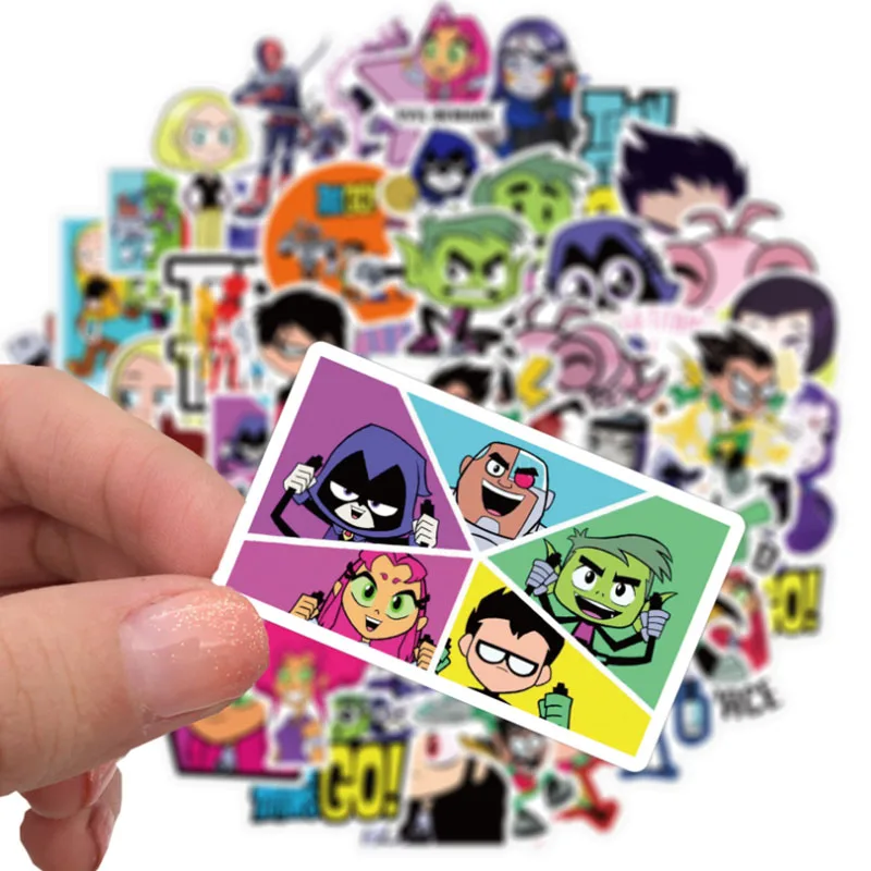 

100 pcs Teen Titans Attack Stickers Waterproof Skateboard Travel Suitcase Phone Laptop Luggage Stickers Cute Kids Girl Toys