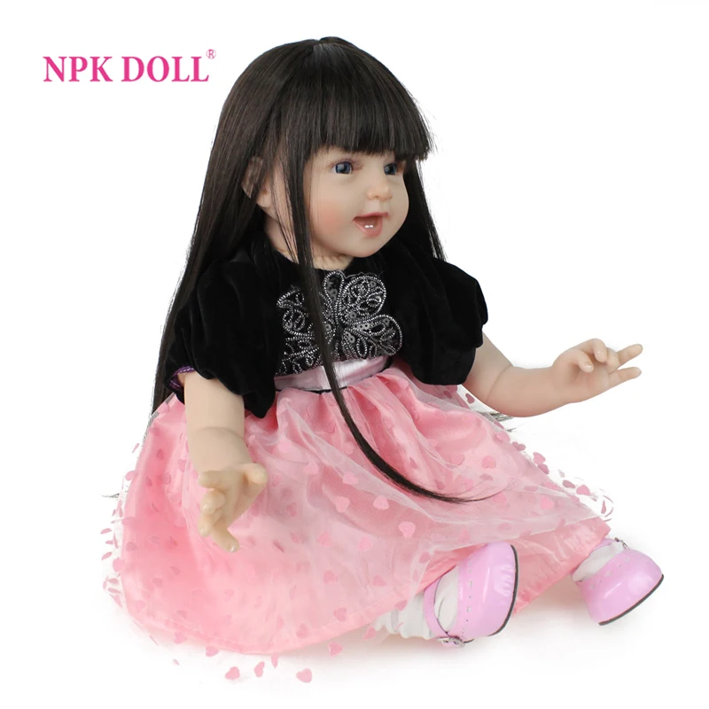 NPK Кукла Reborn Baby DOLL девочка принцесса розовое платье красивая малышка Boneca 22 дюйма