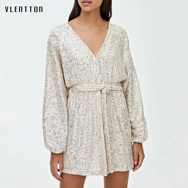 2020 весна осень сексуальное мини платье с v образным вырезом для женщин длинным