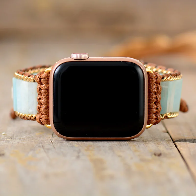 Natural Stone for Apple Watch Strap 38mm/44mm Bohemia Style Beaded Band Smartwatch Bracelet For Iwatch series 7 Accessories | Наручные